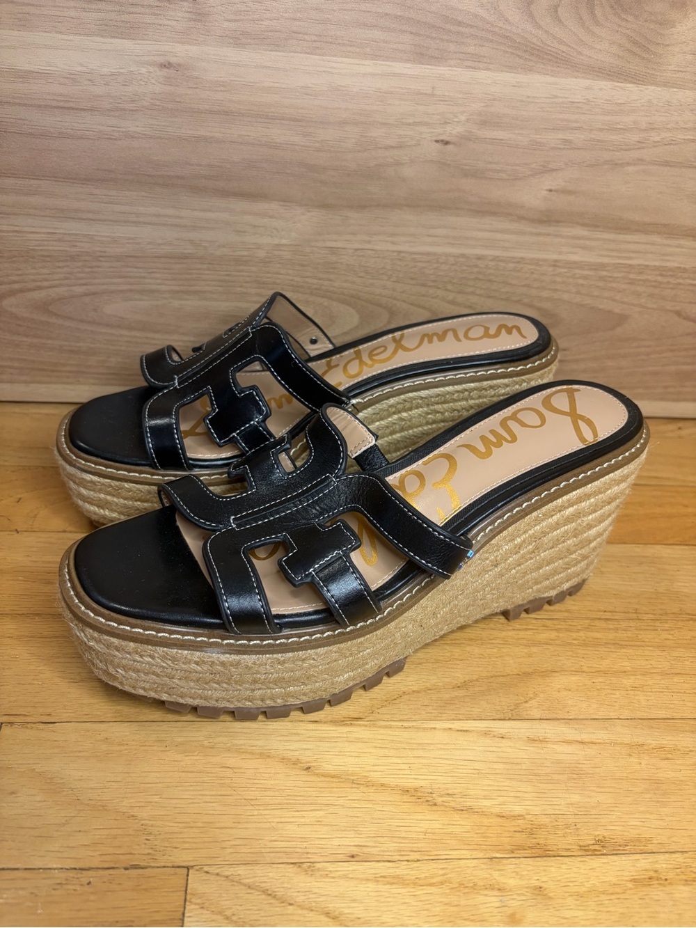 Sam Edelman Laine Black Platform Wedge Sandals - Size 9.5